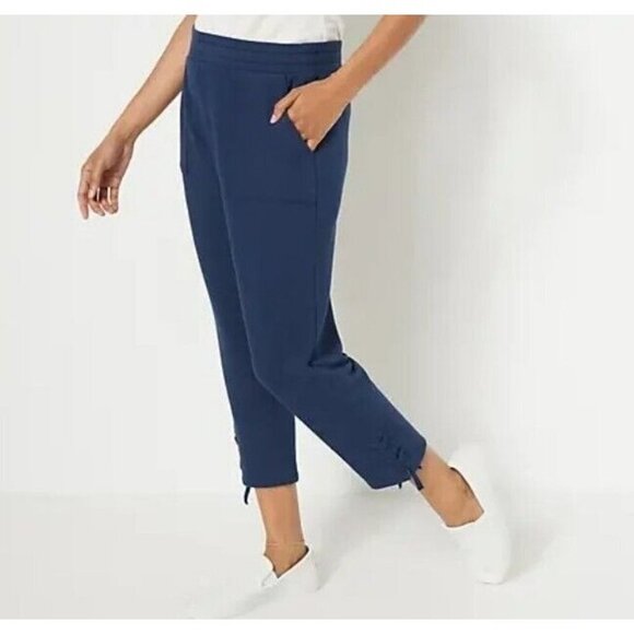 AnyBody Luxe Lounge Lace Lo Tapered Pant Navy Size 1X - Picture 1 of 1